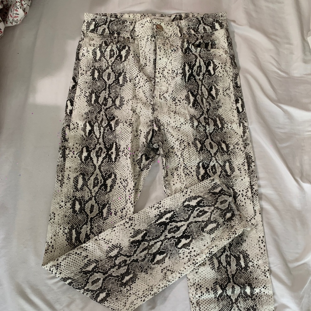 Snake print jeans